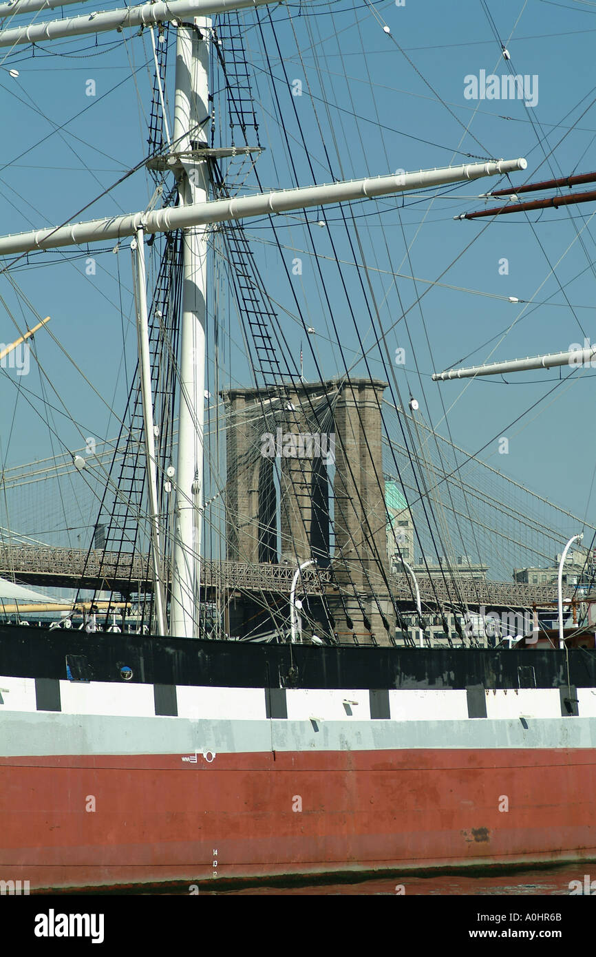 South Street Seaport Peking clipper sailing ship Pier 17 New York Stock
