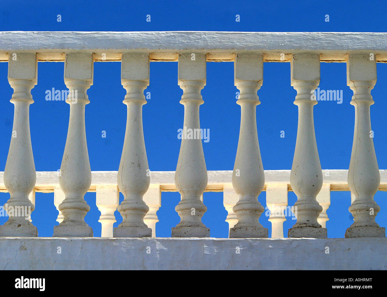 Railings on the roof of a villa on the island of Santorini Greece Photo ...