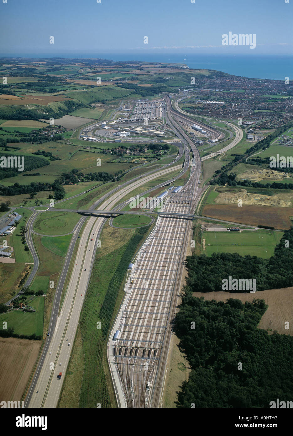 Construction in progress of Channel Tunnel Folkestone Kent UK aerial