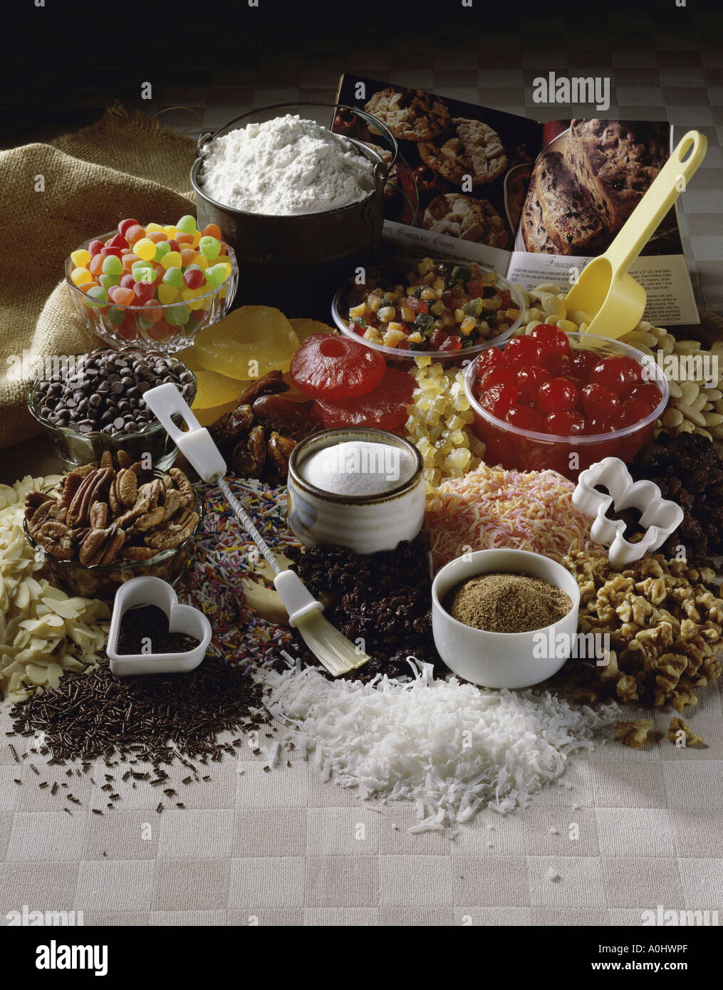 Jellybeans with candy and assorted nuts Stock Photo