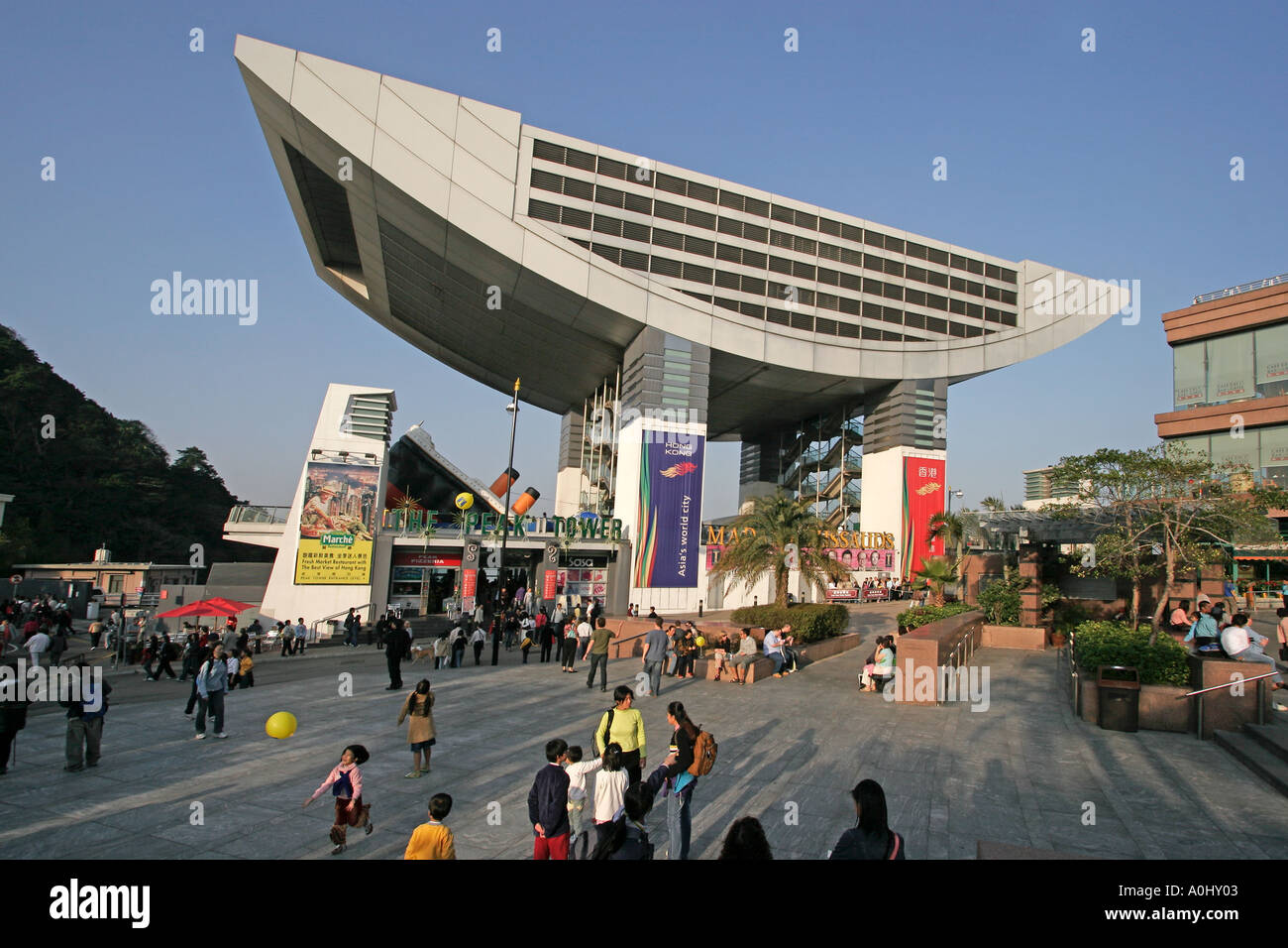 China Hong Kong Island Victoria Peak Victoria Tower tourists Stock Photo