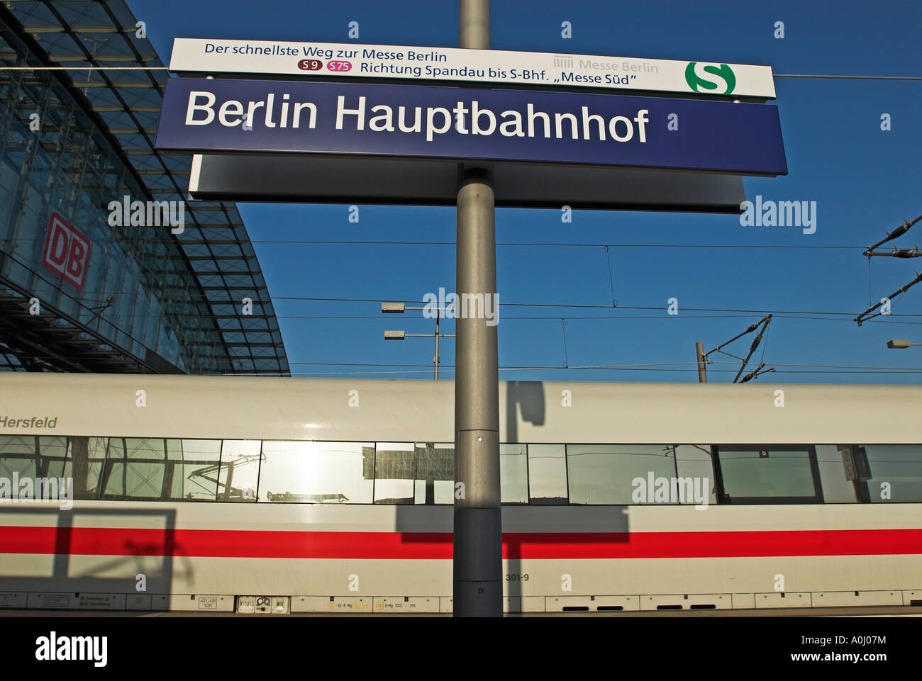 ICE express train, central train station, Berlin, Germany Stock Photo