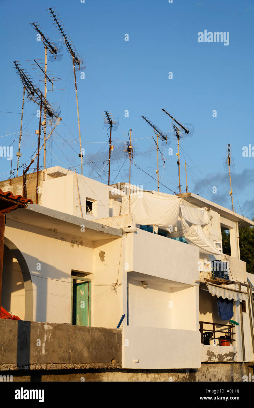 Antennas in Tertsa, Crete, Greece Stock Photo Alamy