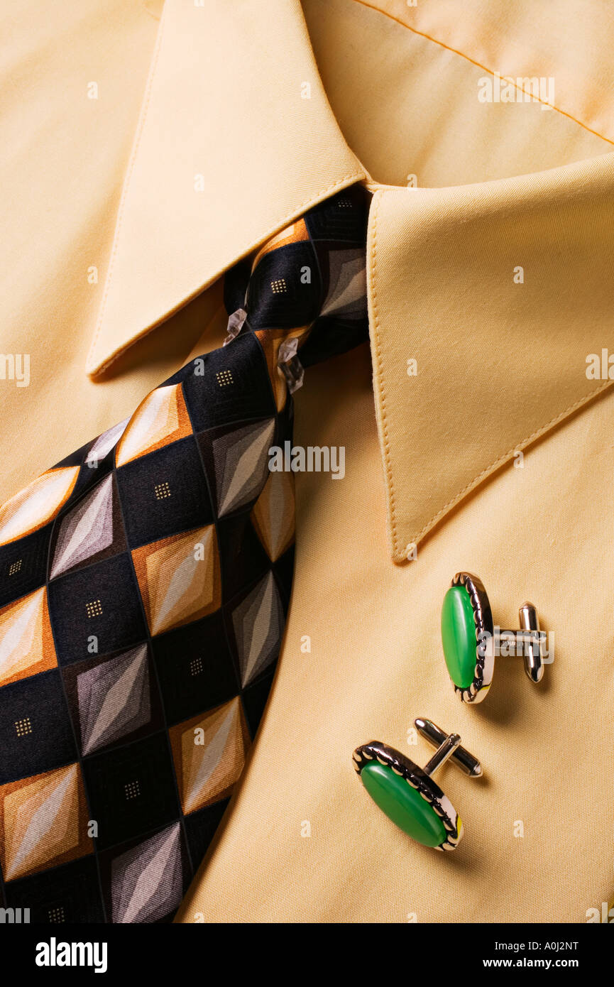 Dress shirt and tie with cuff links Stock Photo Alamy