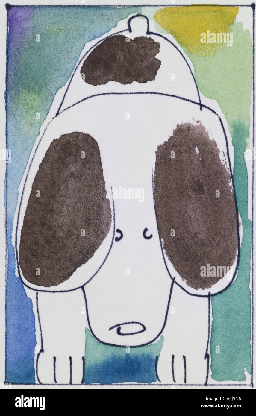 Dog VI  Diana Ong b. 1940  Chinese-American  Ink & watercolor  Private Collection Stock Photo