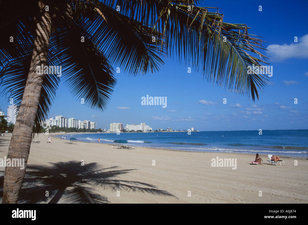 Isla Verde beach and resort hotels San Juan Puerto Rico  Stock Photo