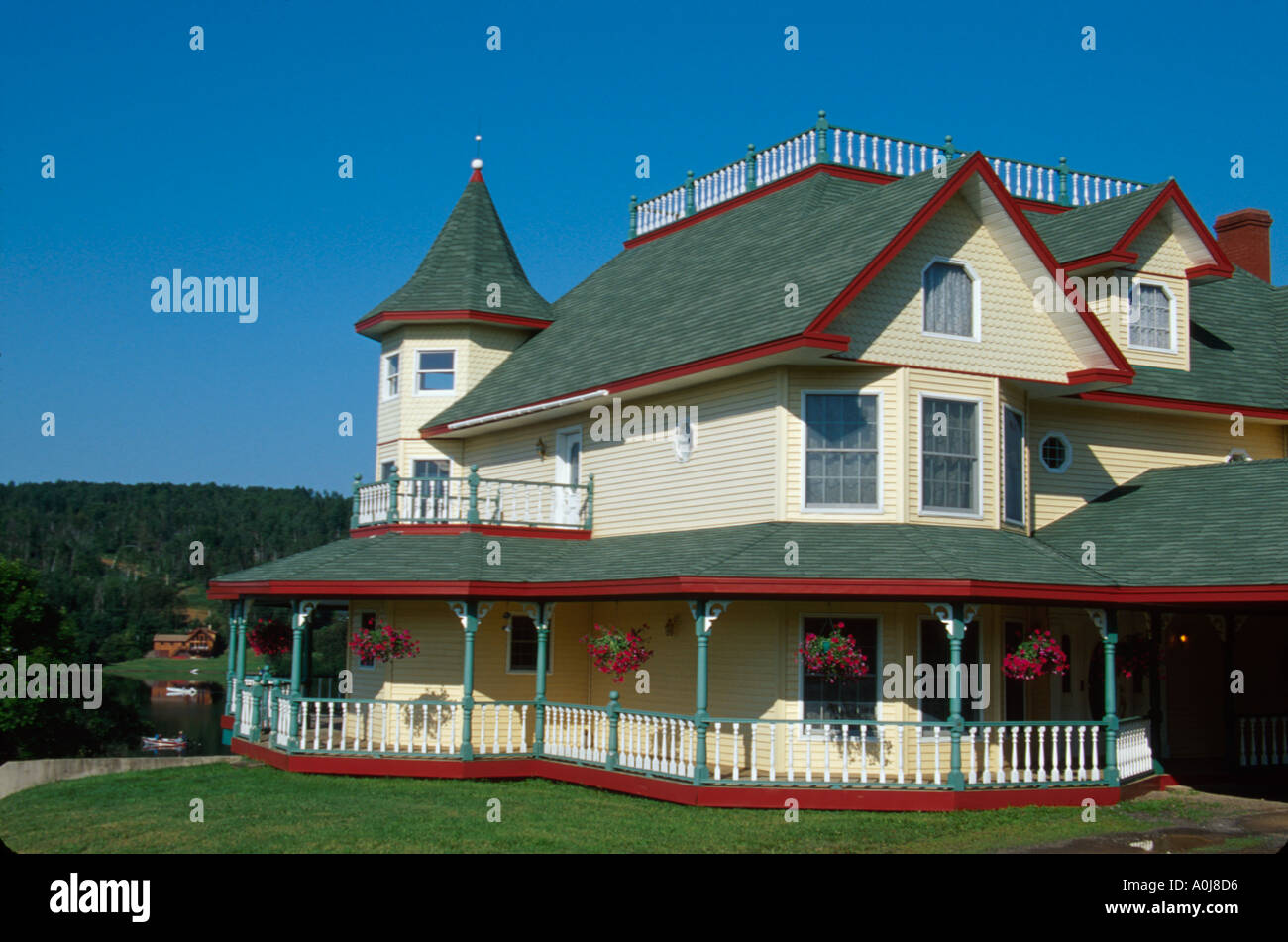 Maine,ME,New England,Down East,Aroostook County Acadia St. Agatha Long Lake Victorian style vacation,home,residence,house home houses homes residence, Stock Photo