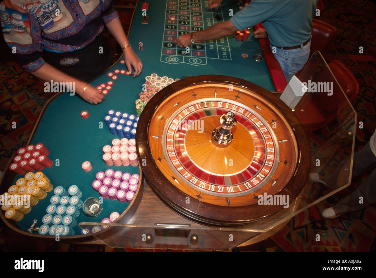 Nevada,Southwest,West,The Silver State,Laughlin Edgewater,hotel,& Casino,gamble,gambling,risk,entertainment,performance,show,roulette wheel gambling b Stock Photo