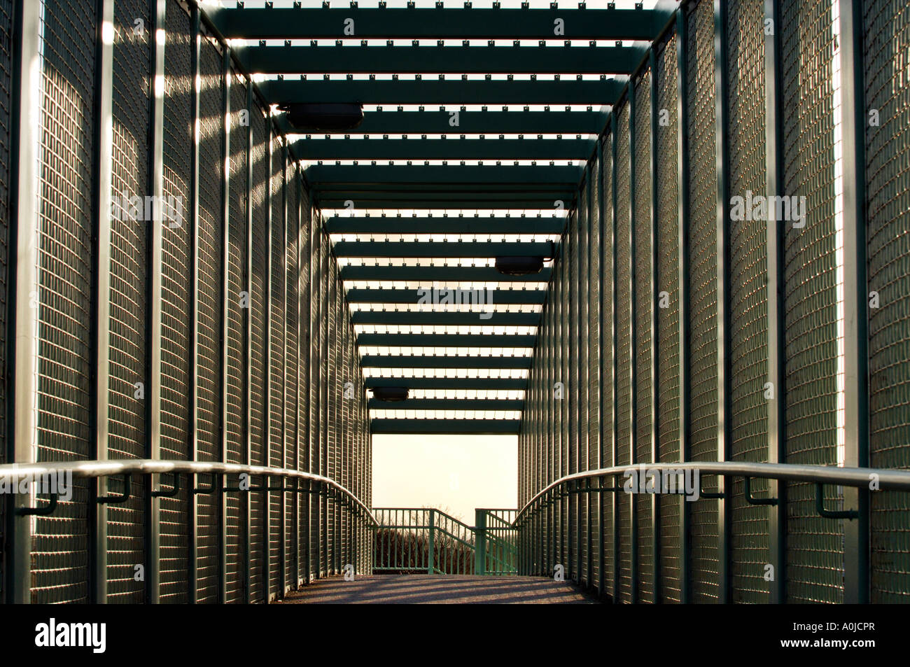 Stark modern beauty in a graceful metal and concrete bridge in Sussex. Stock Photo