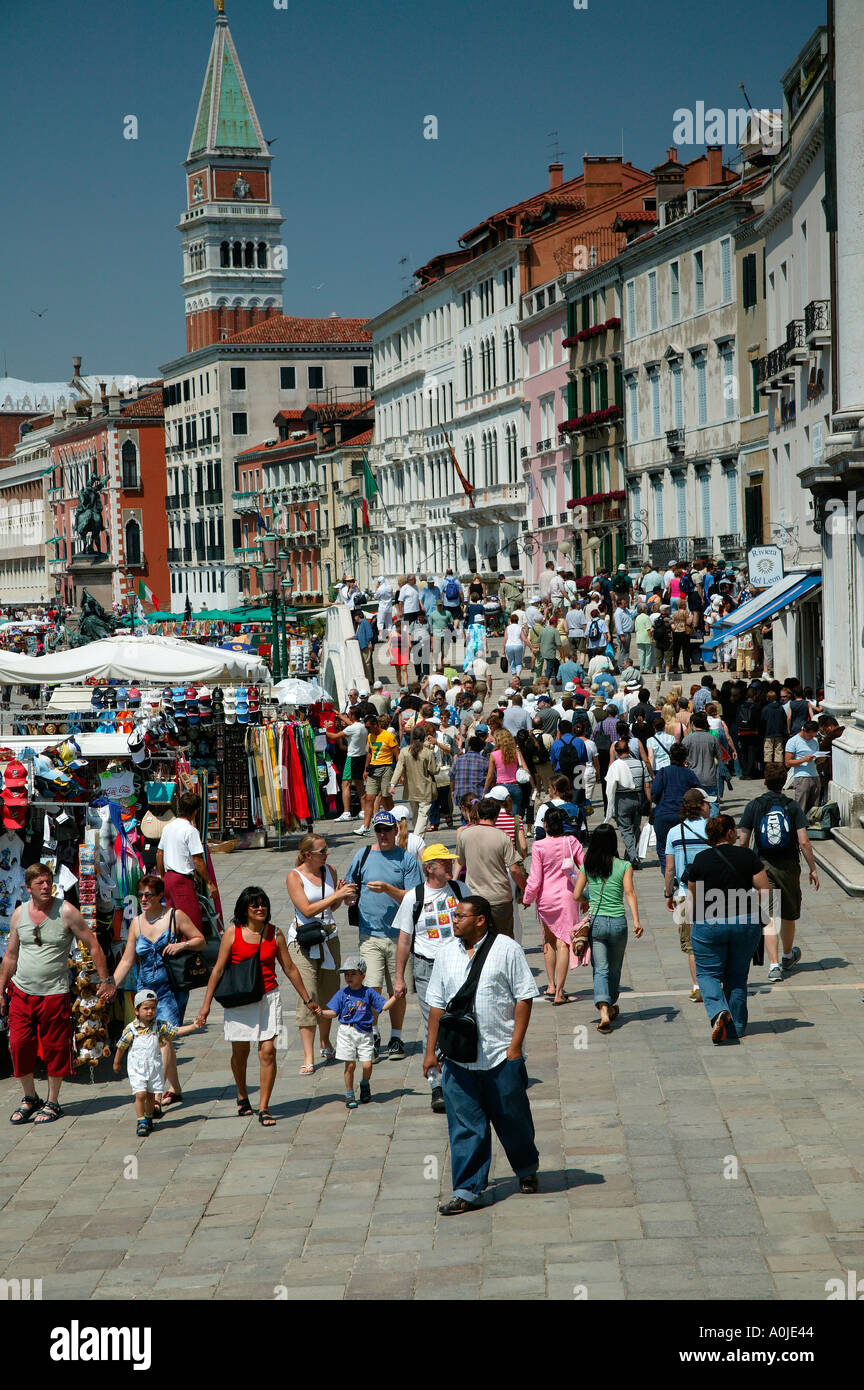Tourists in Riva Deggli Schiavoni, Venice, Italy, Europe Stock Photo