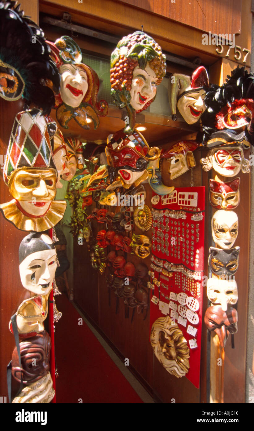 Italy Venice carnival masks shop Stock Photo