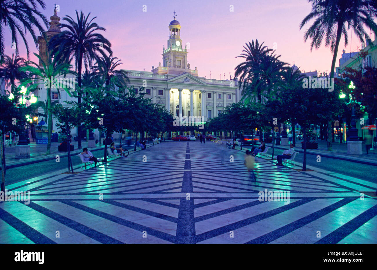 Spain Andalusia Cadiz Plaza San Juan de Dios Stock Photo