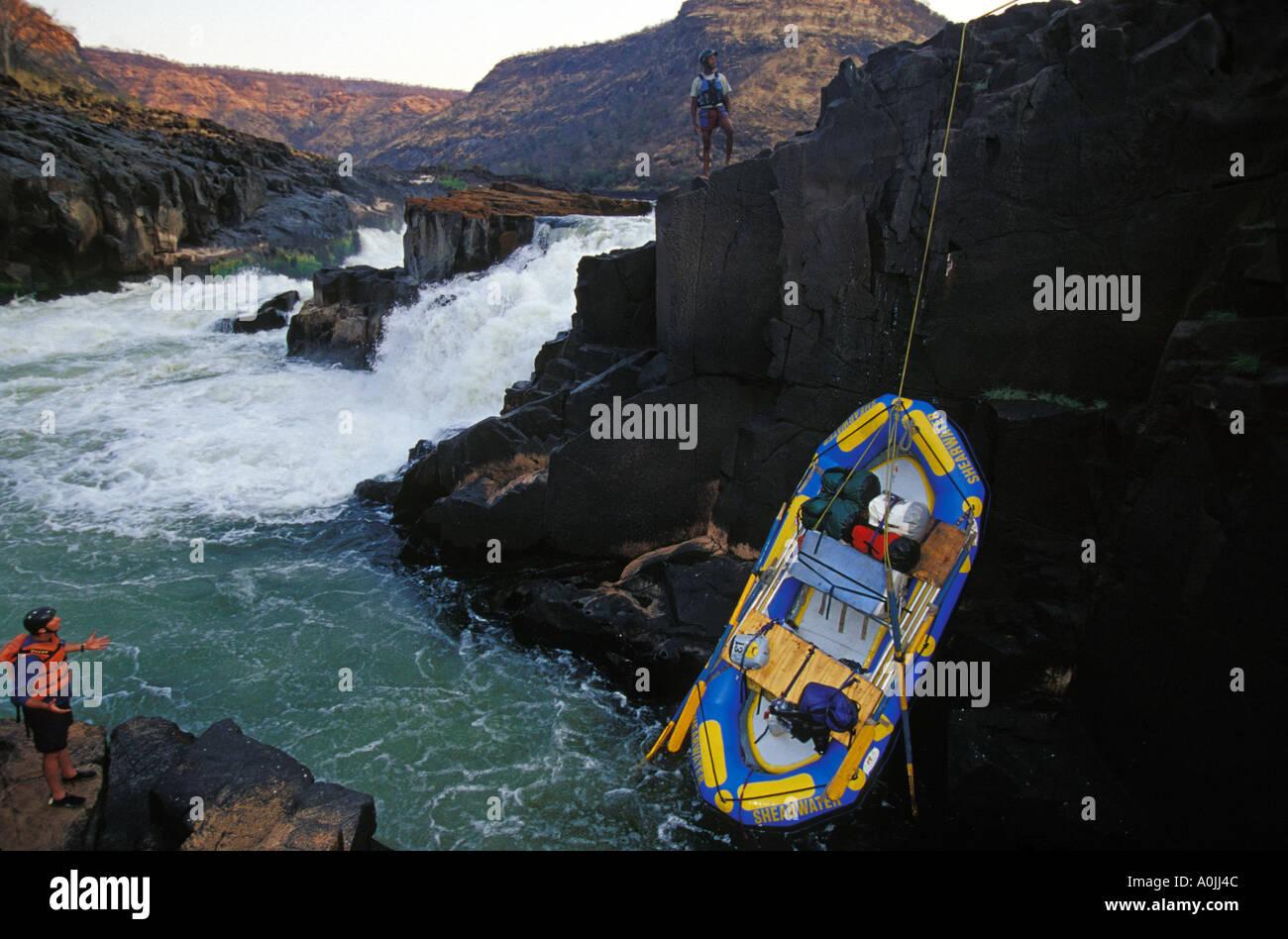 Whitewater Rafting Guides Portaging Rafts and Equipment Below Mowenba Stock Photo 3267147 Alamy