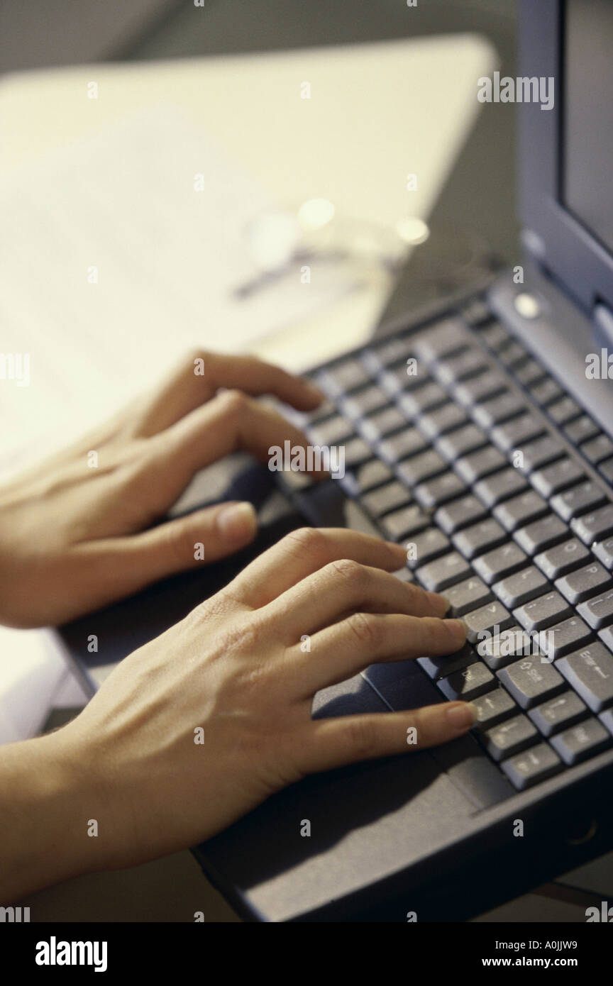 Human hands open laptop typing hi-res stock photography and images - Alamy