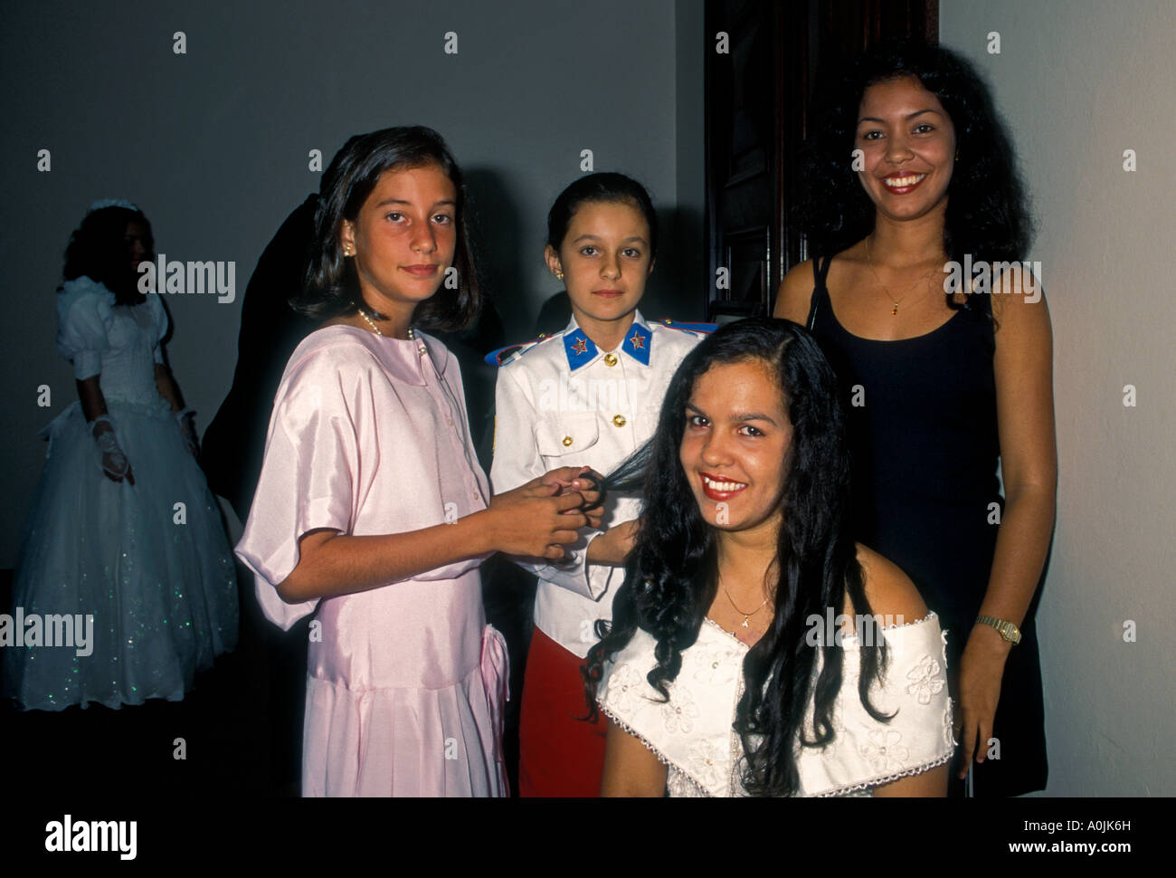 Brazilians, Brazilian, teens, teenage girls, girls, teenagers, La Quinceanera, Quinceanera, Manaus, Amazon, Amazonas State, Brazil, South America Stock Photo
