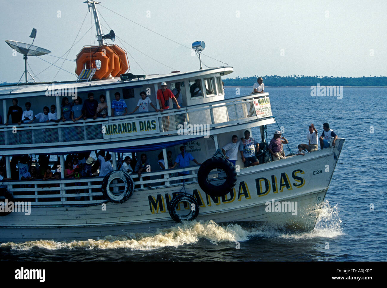 Brazilians Brazilian people passenger ferry boat service on Negro River