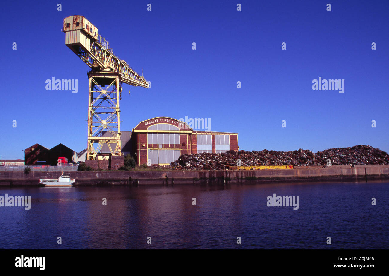 clyde side crane disused curley shipyard scotstoun glasgow scotland Stock Photo