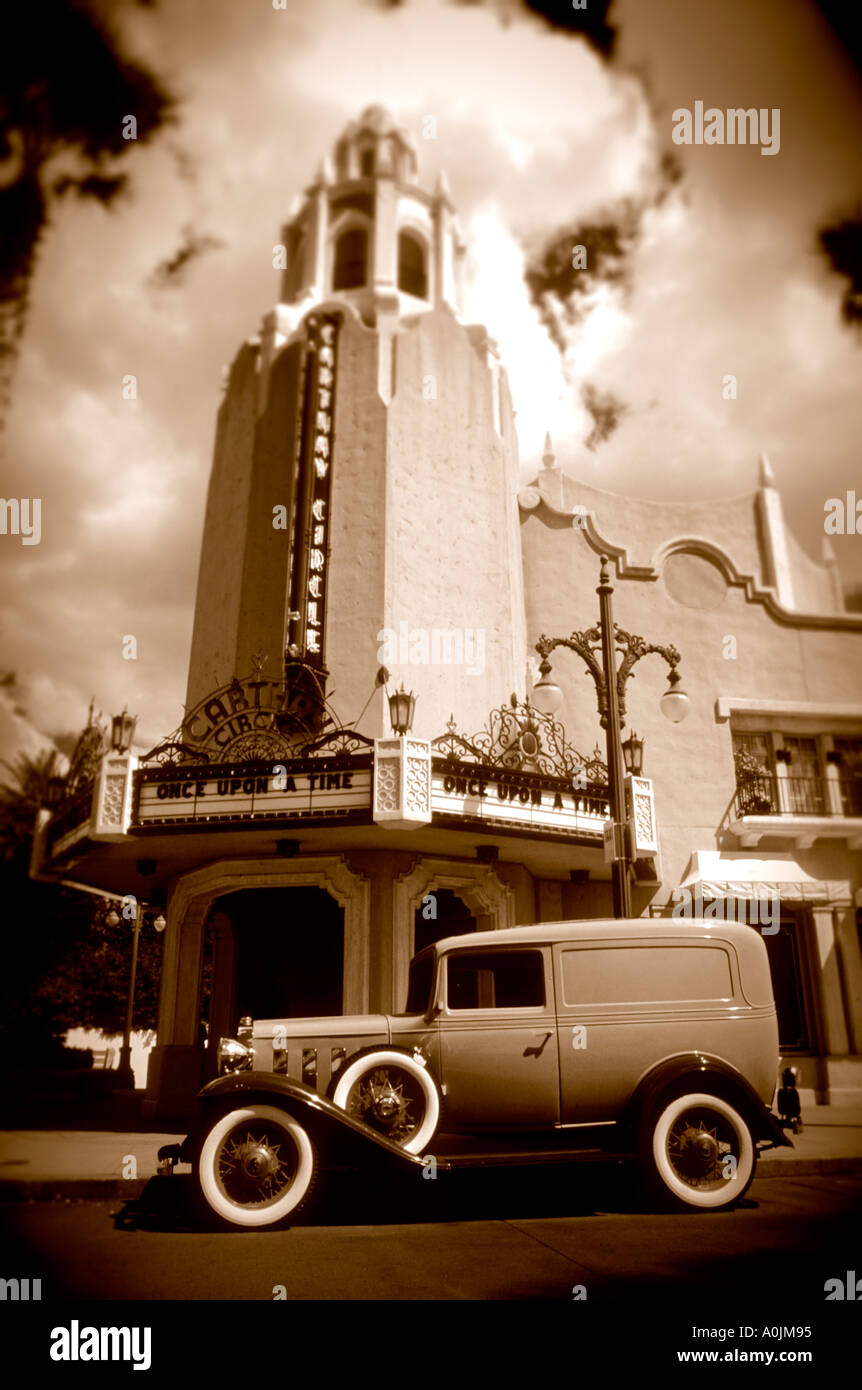 Old Car outside art deco building Stock Photo - Alamy