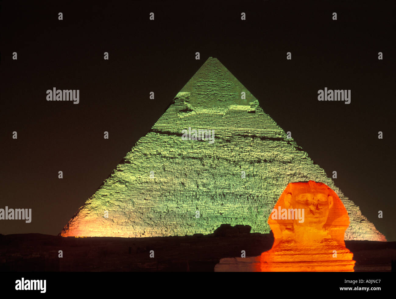 EGYPT CAIRO GIZA THE SPHINX AND THE GREAT PYRAMID OF CHEOPS SOUND AND ...