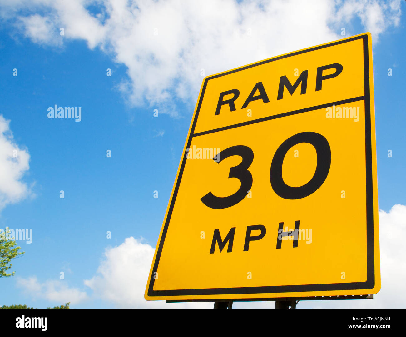30 MPH RAMP SIGN Stock Photo