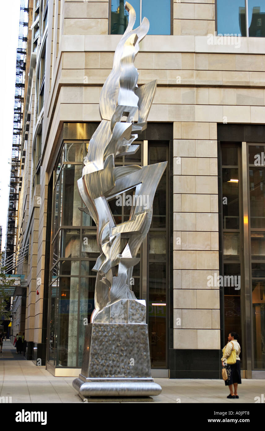 SCULPTURE Chicago Illinois We Will sculpture by Richard Hunt Randolph and Garland streets silver modern design installed 2005 Stock Photo