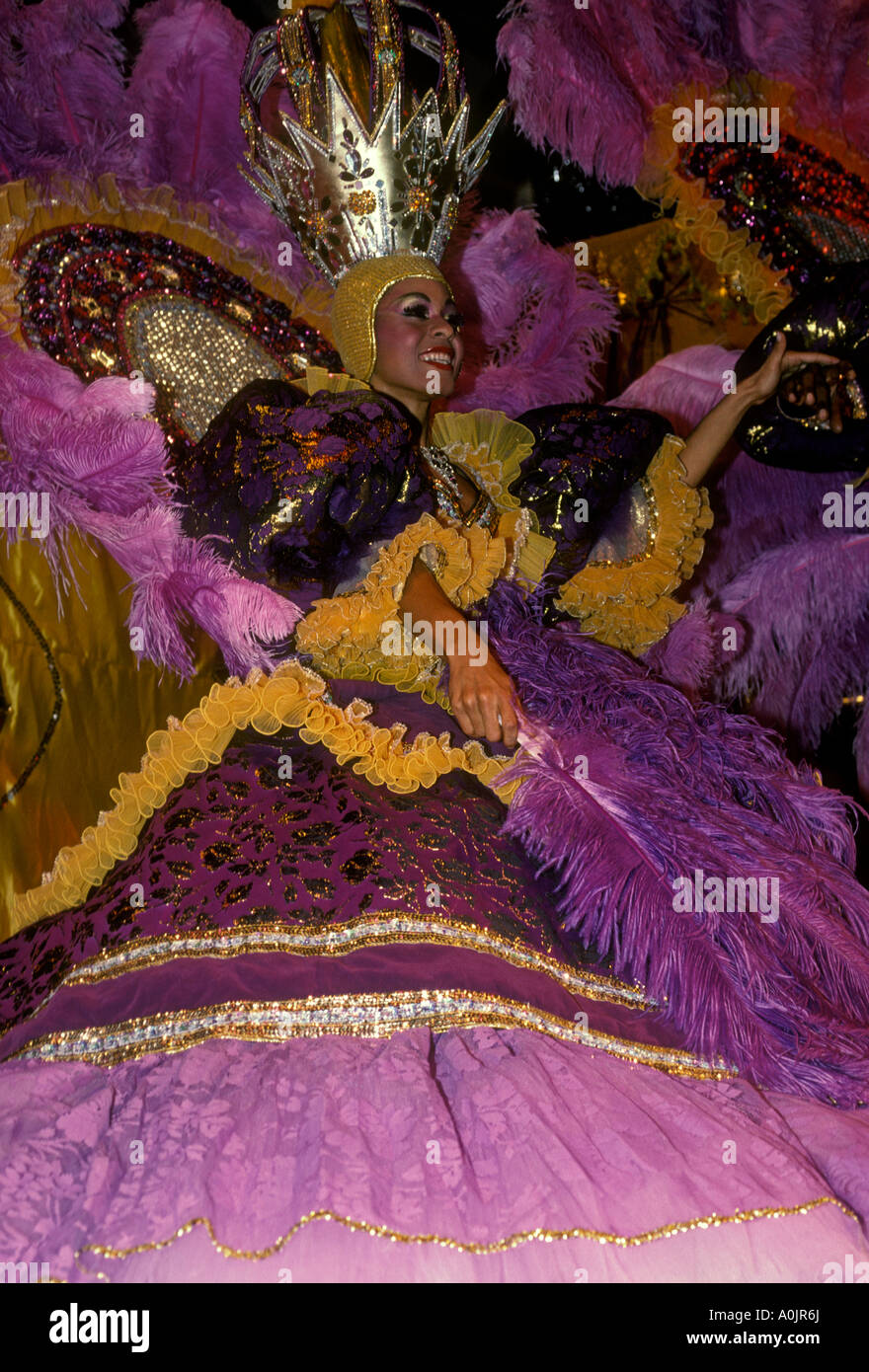 Brazilian woman, Brazilian, woman, dancer, carnival costume, nightclub performance, Rio de Janeiro, Rio de Janeiro State, Brazil, South America Stock Photo