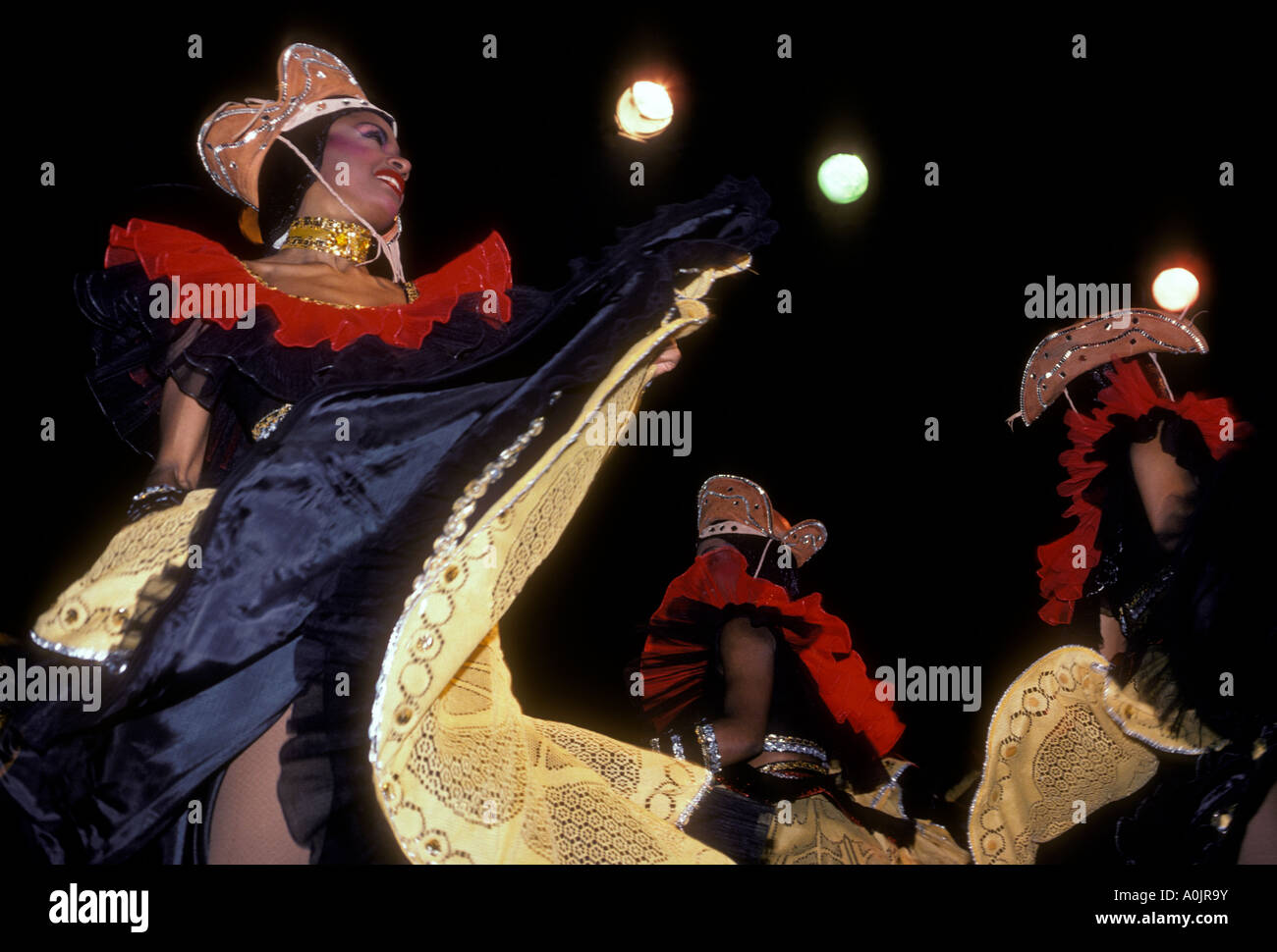 cowgirls, Xaxado dance, Brazilian women, Brazilians, dancers, carnival costume, nightclub performance, Rio de Janeiro, Rio de Janeiro State, Brazil Stock Photo