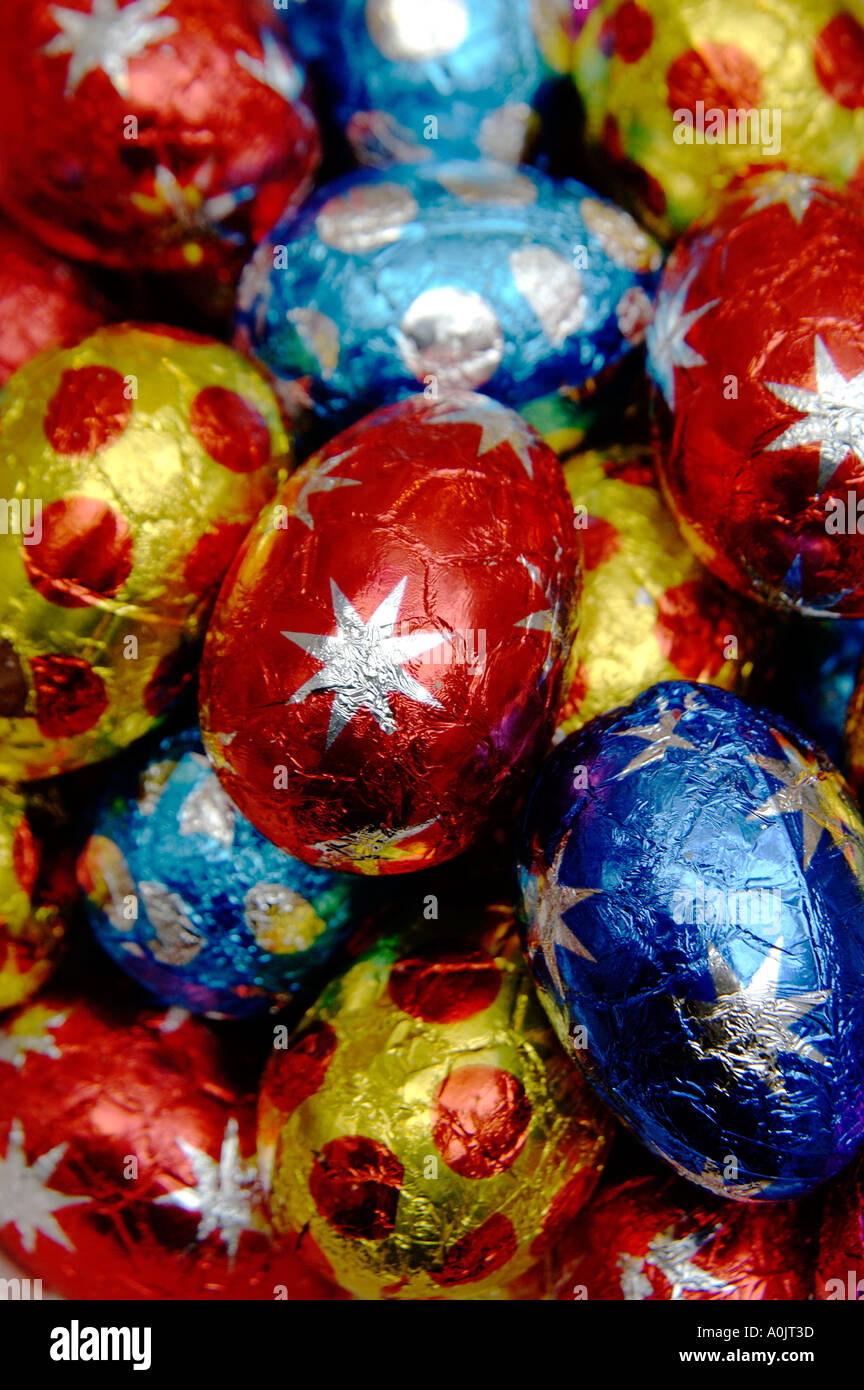Collection of foil covered chocolate Easter