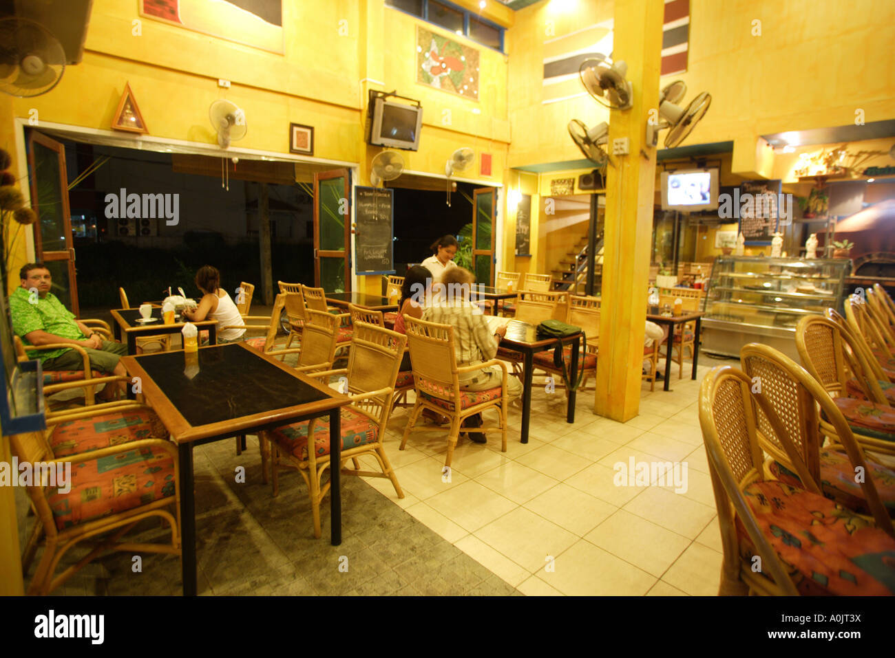 Interior view of City Lodge hotel bar restaurant in Udon Thani North East Thailand Stock Photo