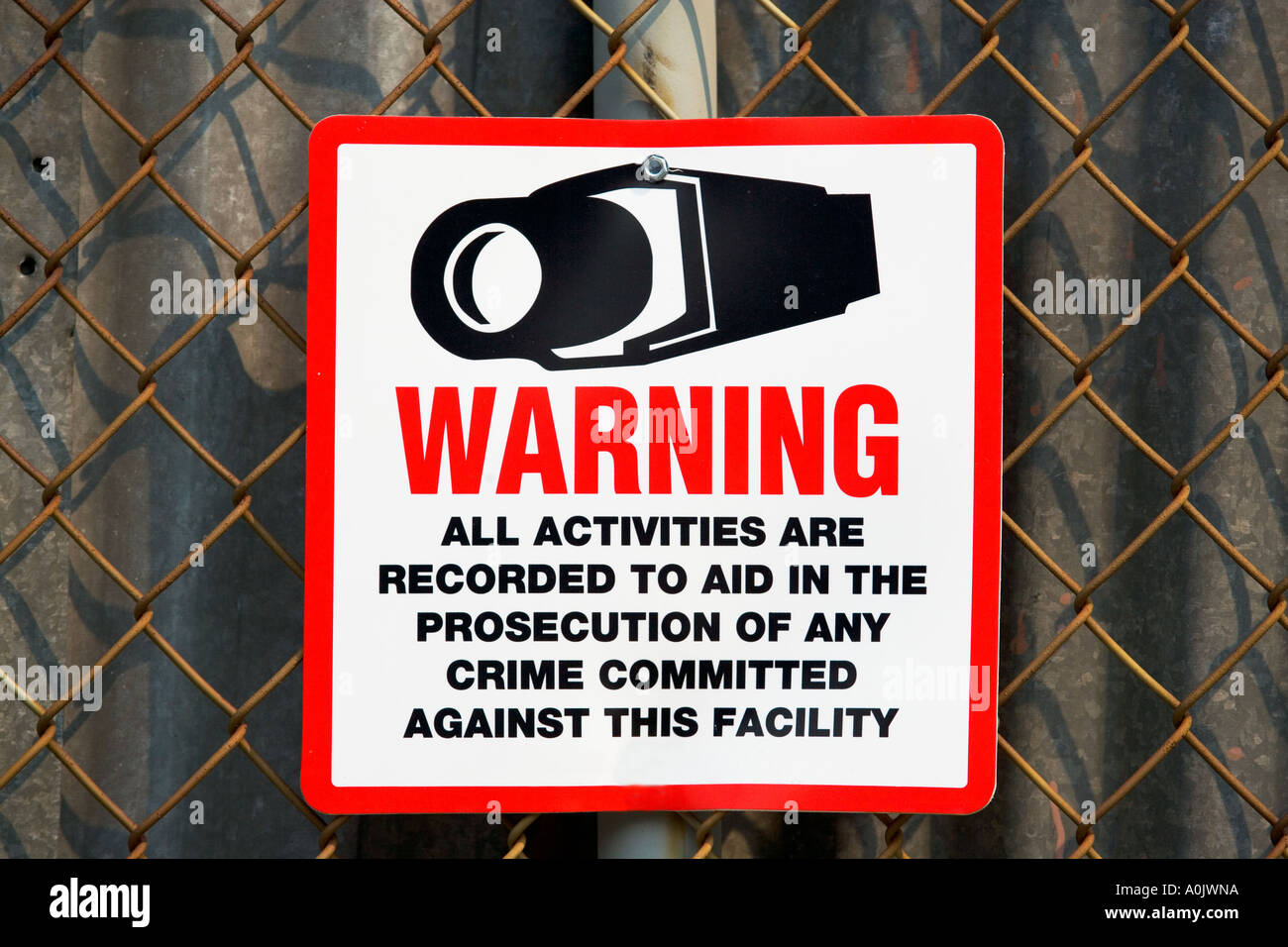 SECURITY SIGN WITH CAMERA Stock Photo - Alamy