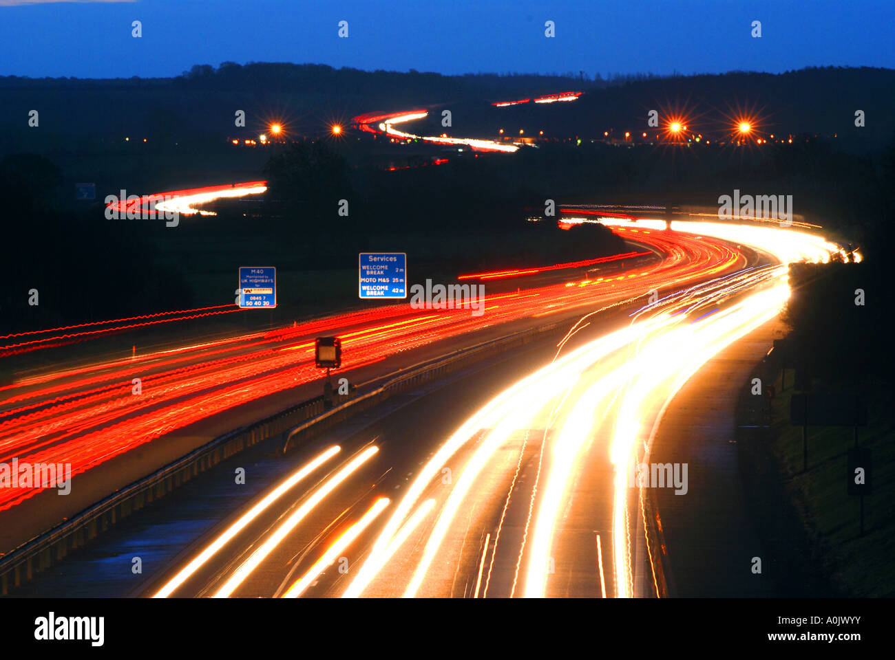 M40 motorway at dawn, Warwickshire, England, UK Stock Photo - Alamy