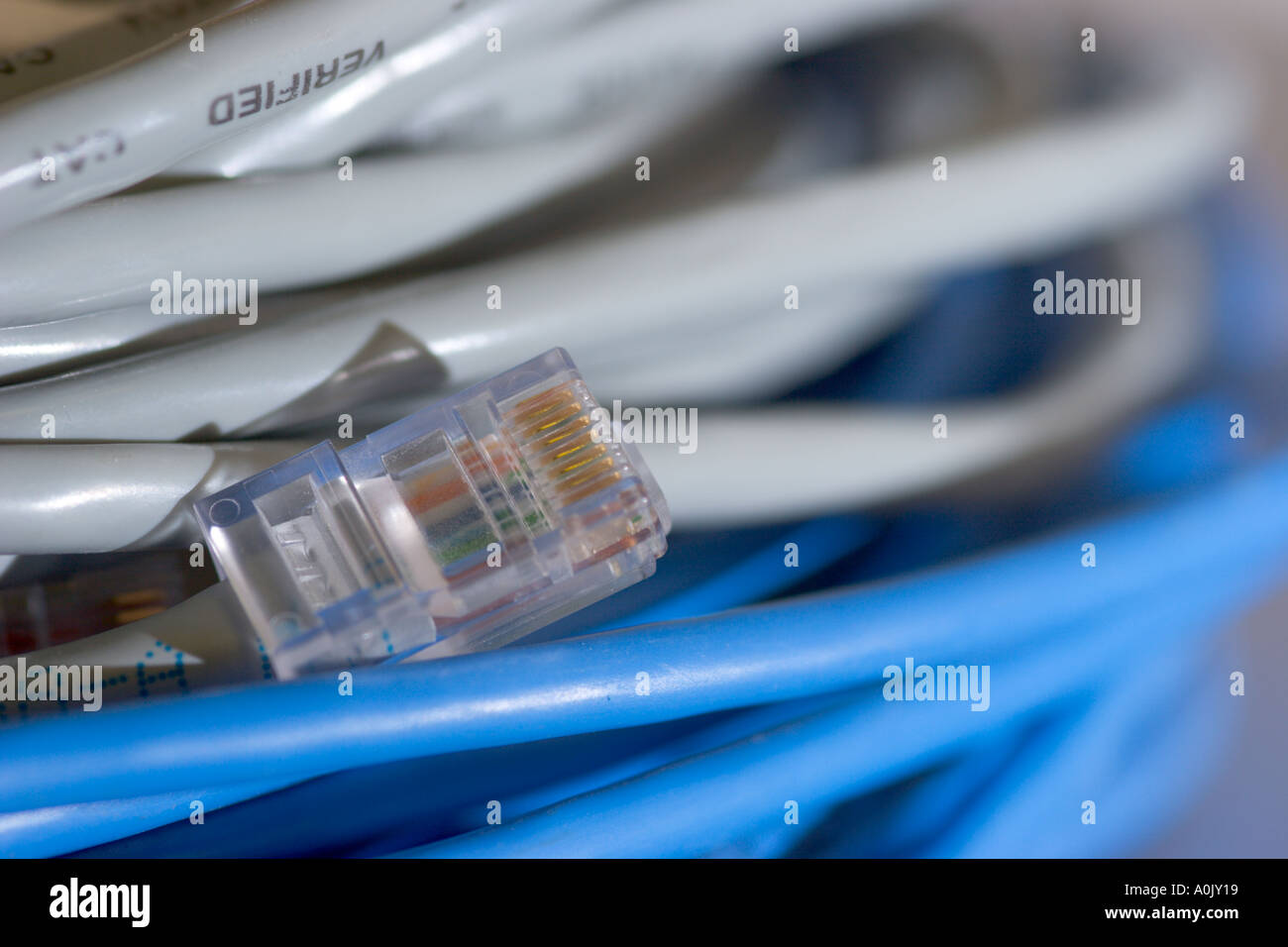 Cat 5 network cables in a roll Stock Photo