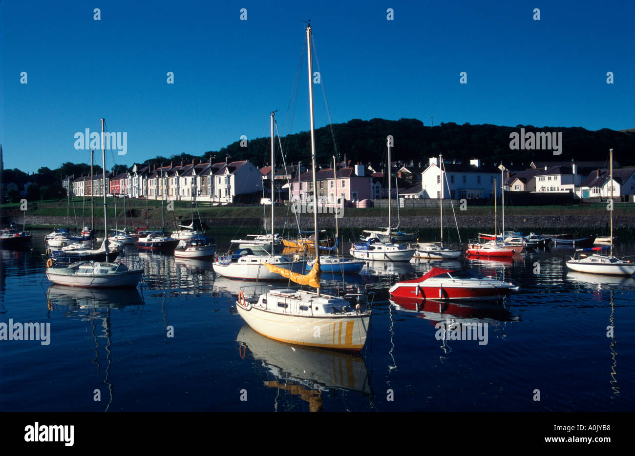 Boats in Aberaeron Harbour Cardigan West Wales Stock Photo