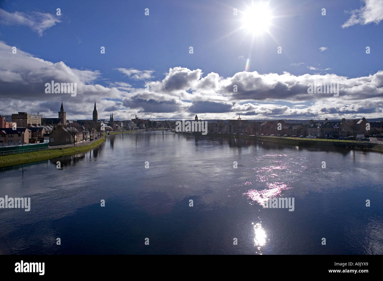 Inverness & River Ness, Scottish Highlands Stock Photo