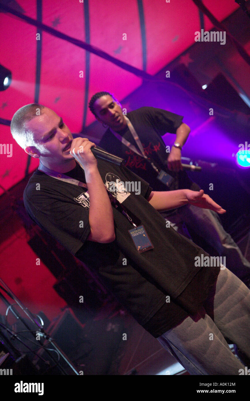 The rap band Tsychofix performing on the Waltrop city festival Stock Photo