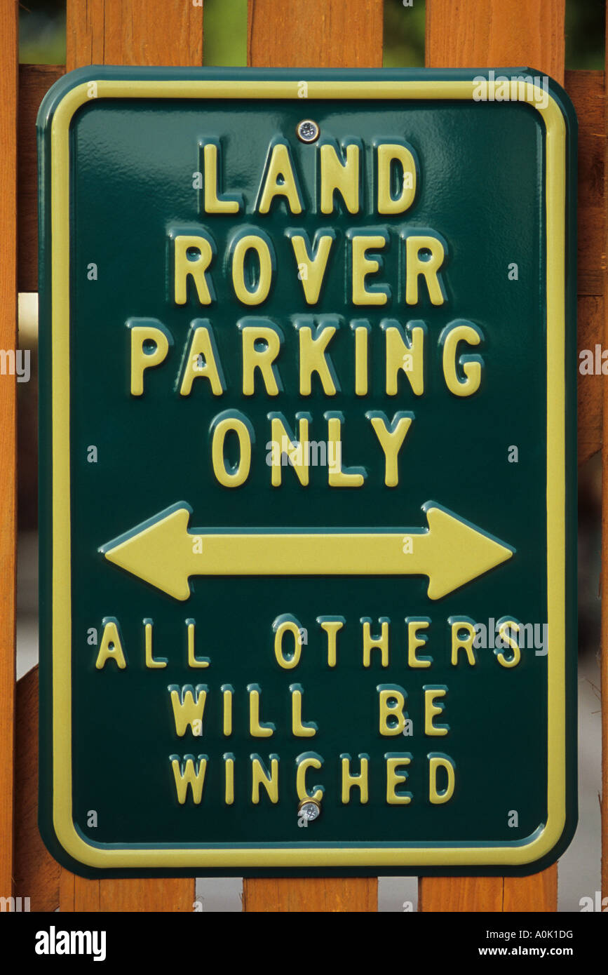 'Land Rover Parking Only' sign, United Kingdom Stock Photo - Alamy