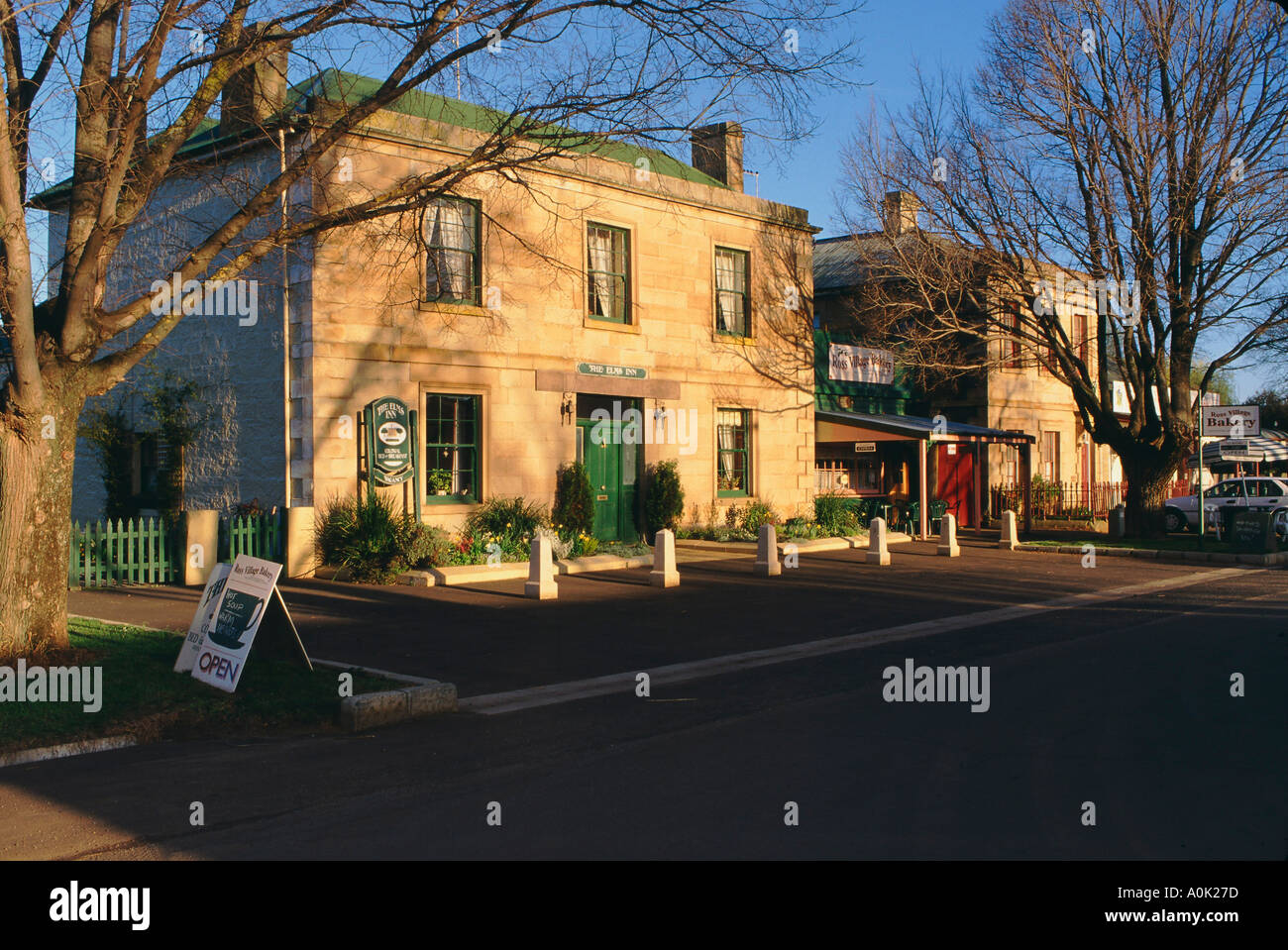 Historic Georgian buildings and accommodation Ross Tasmania Australia Stock Photo
