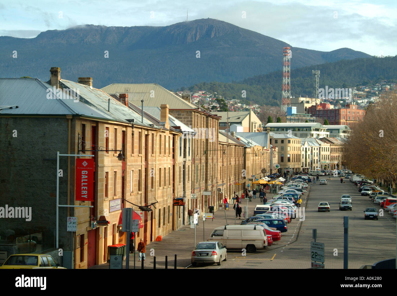 Restored warehouses Salamanca Place Hobart Tasmania Australia