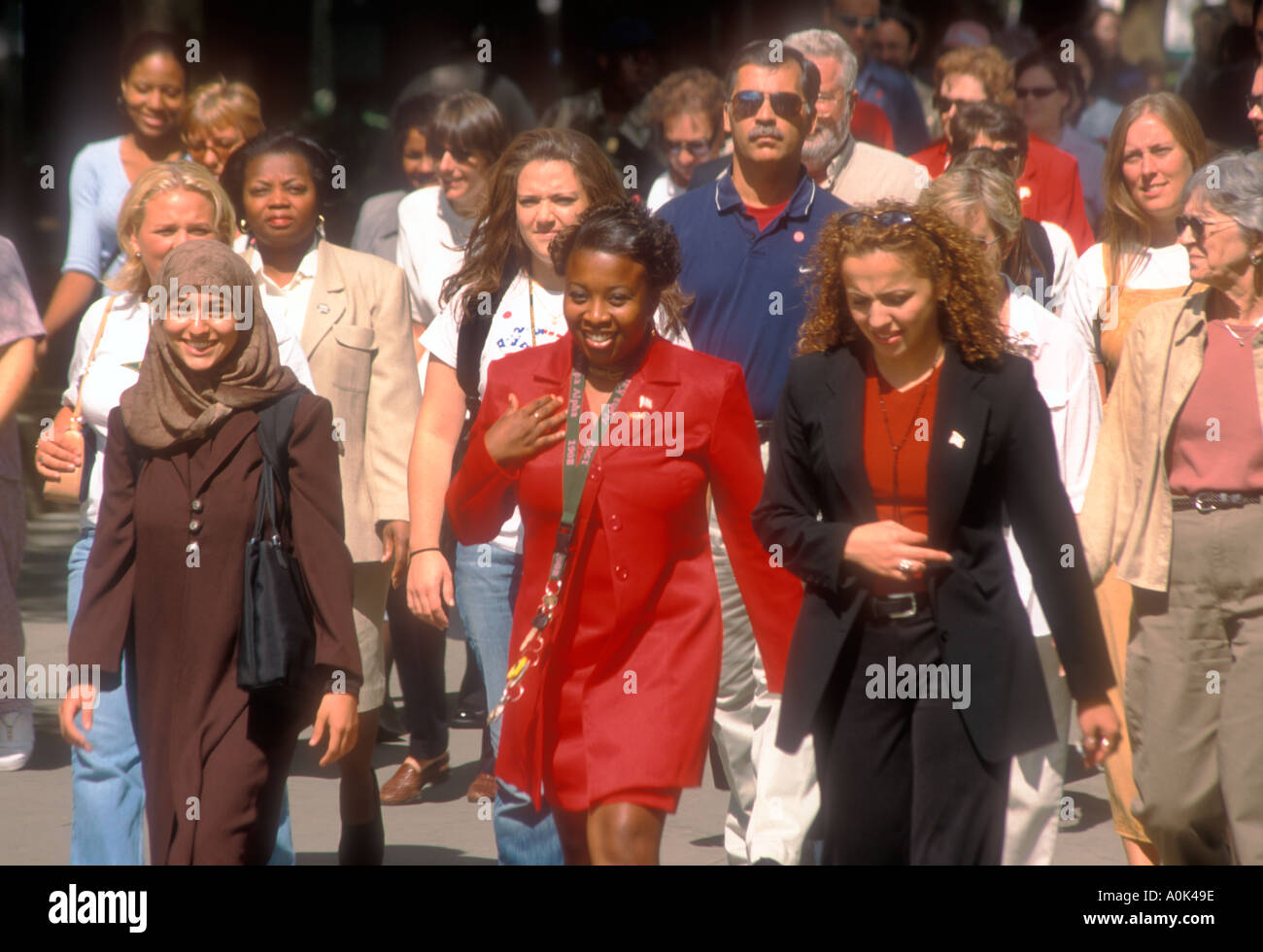 Students at Wayne State University on a Peace Walk Stock Photo