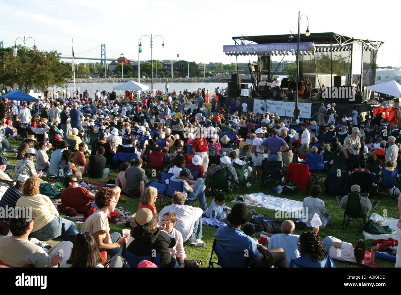 Toledo Ohio,International Park,public,recreation,Art Tatum Jazz Heritage Festival,festivals fair,concert,leisure,amusement neighbor,tradition,audience Stock Photo