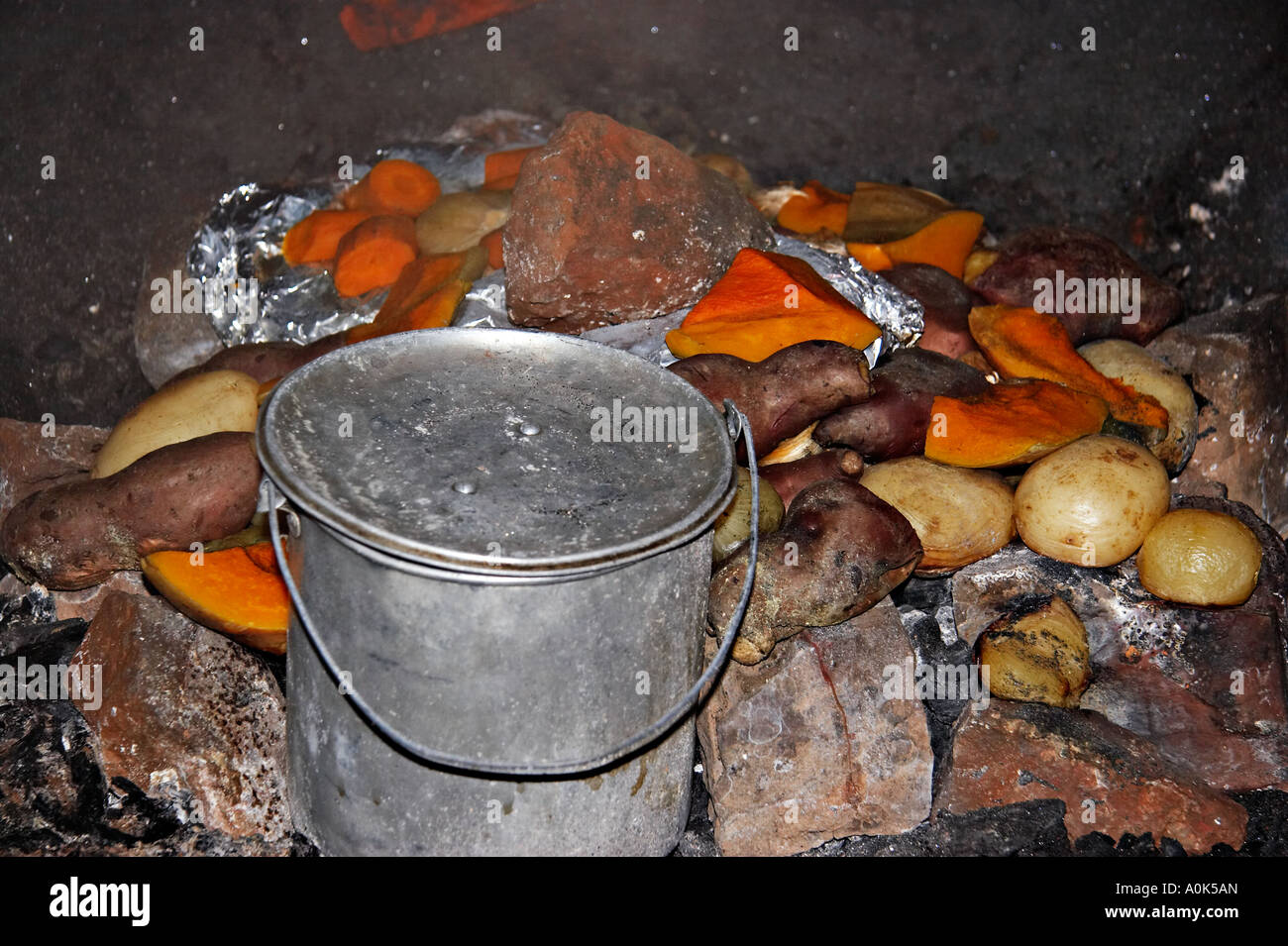 Maori Hangi , Tunnel Beach , Waikawau , North Island , New Zealand