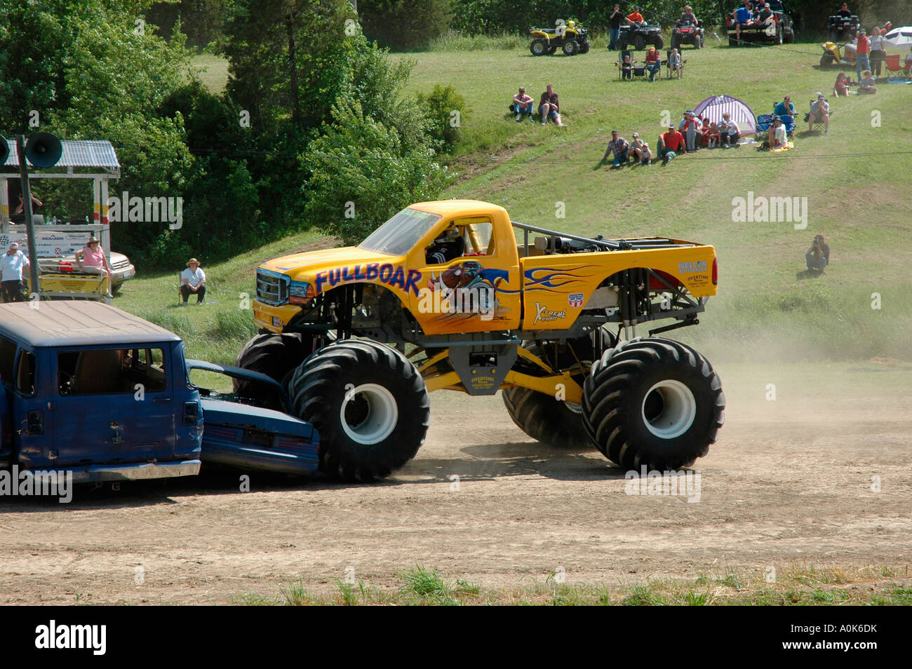 Full Boar Monster Truck Jumping Left 1, Inwood Ontario Canada Stock