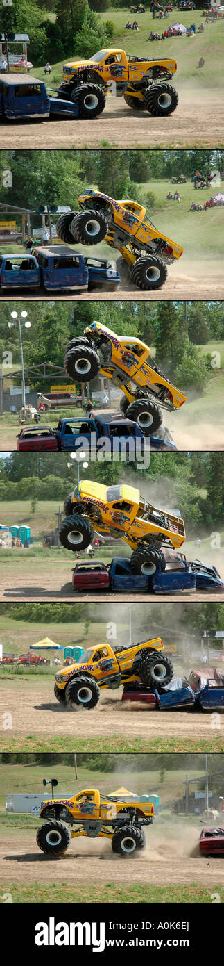 Full Boar Monster Truck Jumping Sequence 2, Inwood Ontario Canada Stock Photo