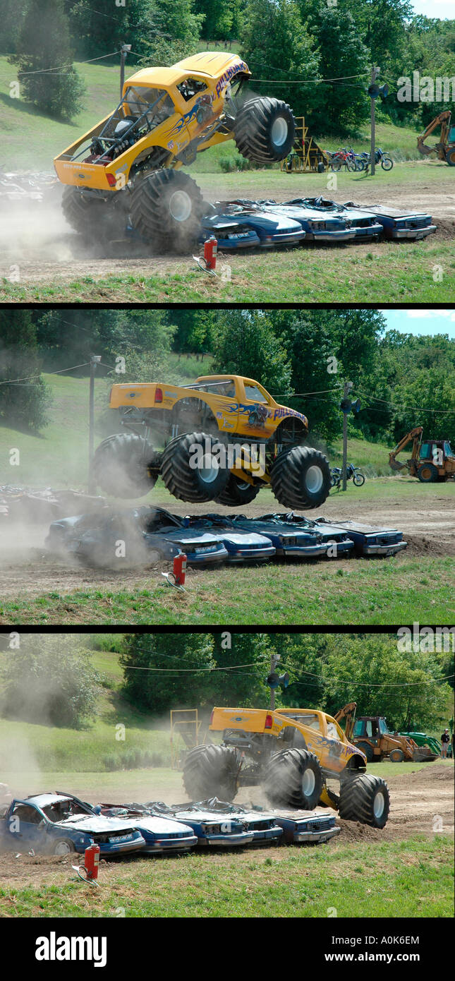 Full Boar Monster Truck Jumping Sequence, Inwood Ontario Canada Stock Photo