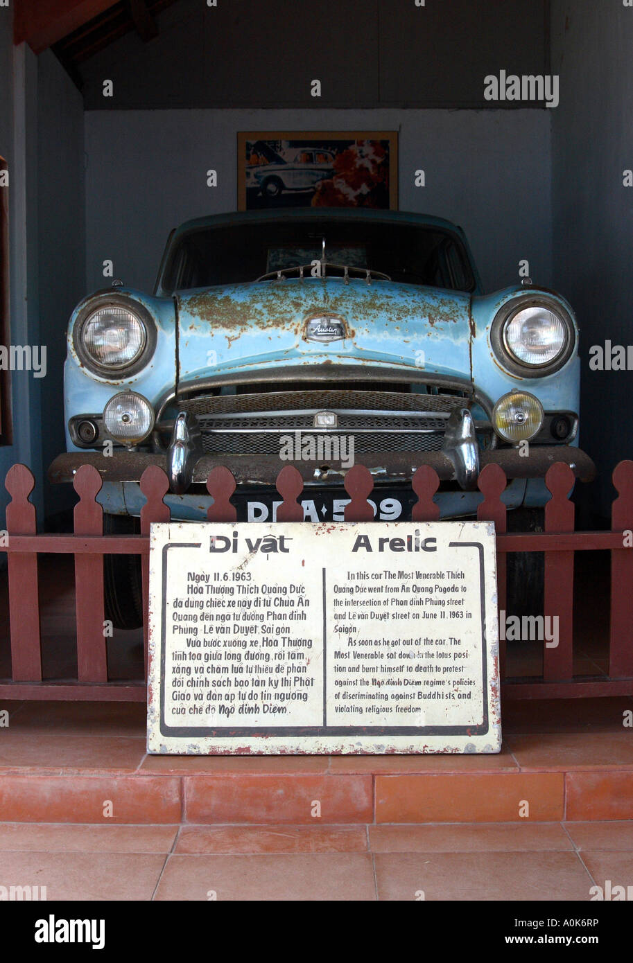 The Austin car belonging to monk Thich Quang Duc who burned himself to death in Saigon Stock Photo