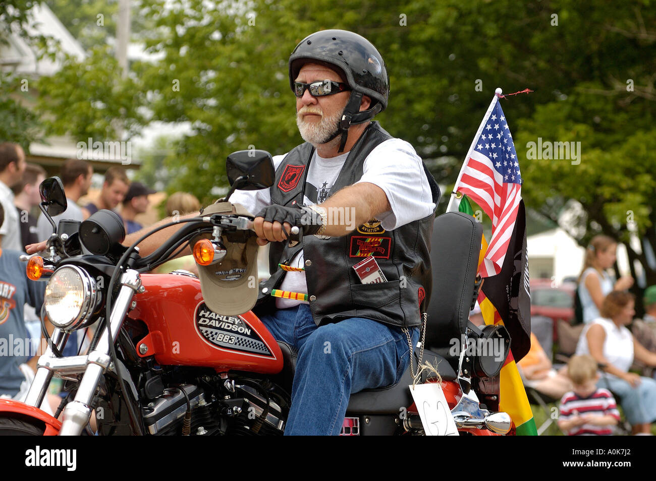 Man On Harley Davidson Motorcycle In Oldest Continuous