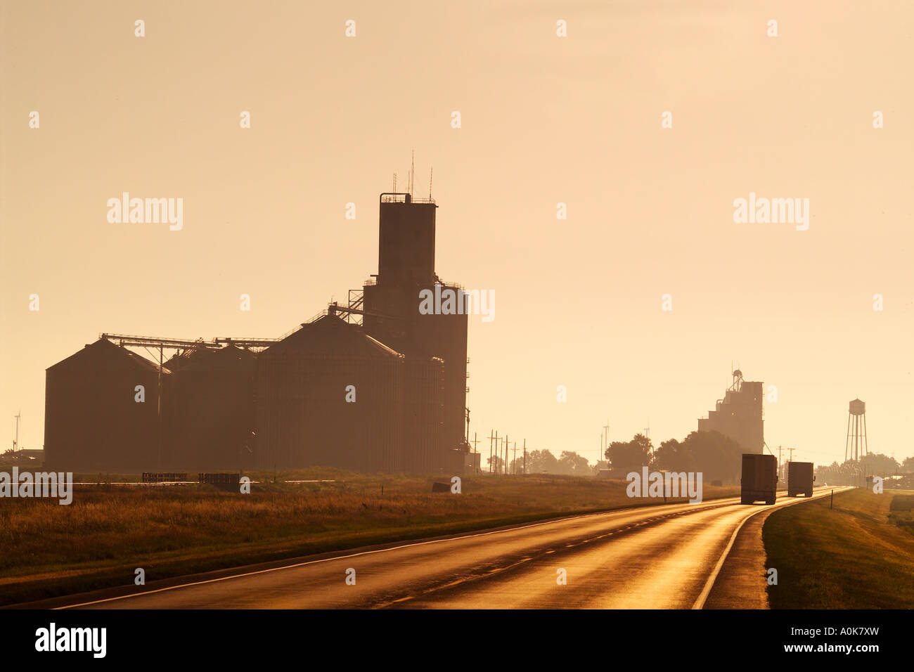 Montezuma Kansas at dawn with wind farm in background Stock Photo Alamy
