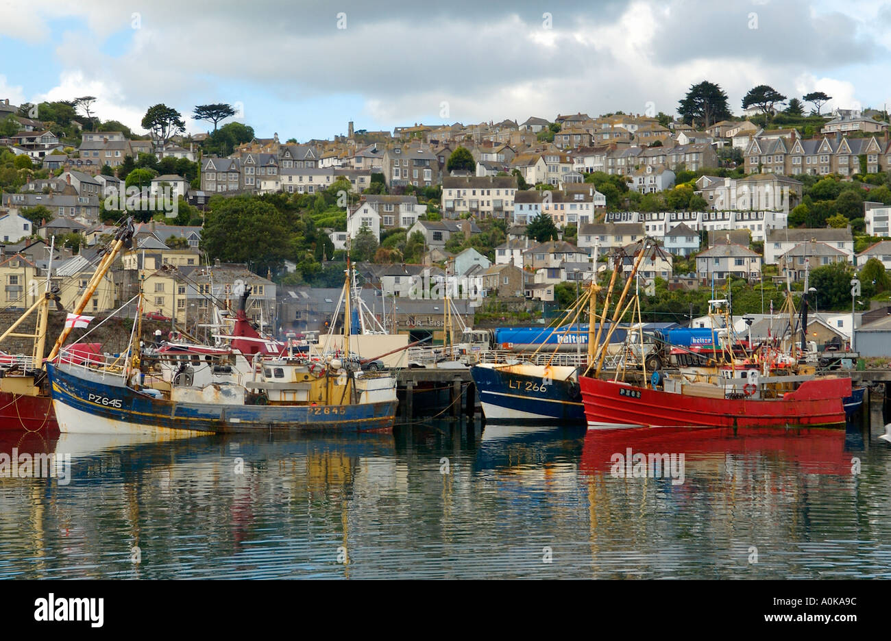 Motor fishing vessels at Newlyn harbour near Penzance in Cornwall England UK 2004 Stock Photo