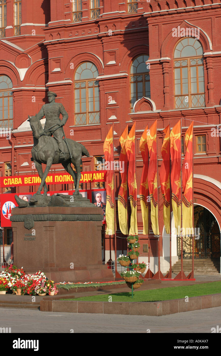 Marshall Zhukov monument. Victory Day, May 2005, Moscow, Russia Stock Photo