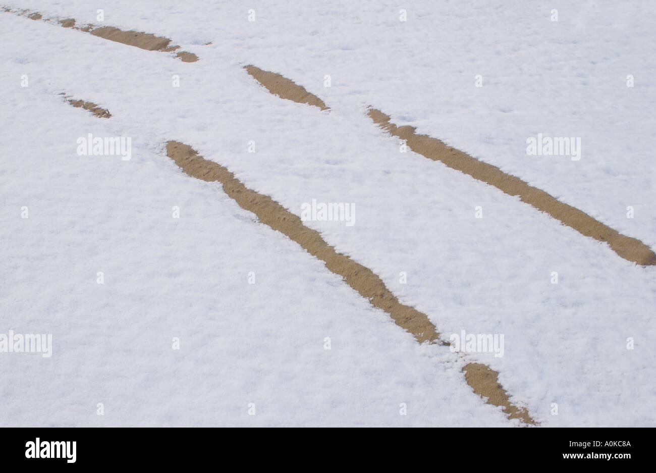 Car tyre tracks in snow Stock Photo - Alamy